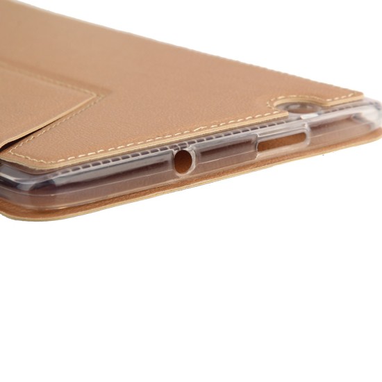 Leather Stand Case Cover with Card Slots for Huawei MediaPad M3 8.4 - Gold - sāniski atverams maciņš ar stendu (ādas maks, grāmatiņa, leather book wallet case cover stand)