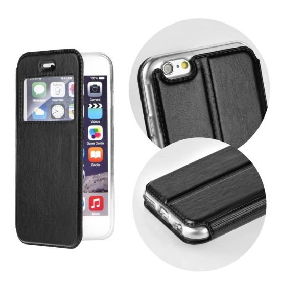 Magnet View Case priekš Sony Xperia L1 G3311 / G3312 - Melns - sāniski atverams maciņš ar stendu un lodziņu (ādas maks, grāmatiņa, leather book wallet case cover stand)