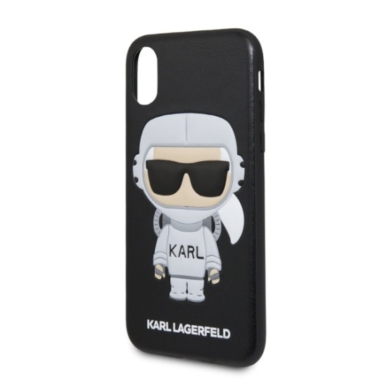 Karl Lagerfeld Cosmonaut series KLHCI8KSCO priekš Apple iPhone 7 / 8 / SE2 (2020) / SE3 (2022) - Melns - ādas aizmugures apvalks / bampers-vāciņš