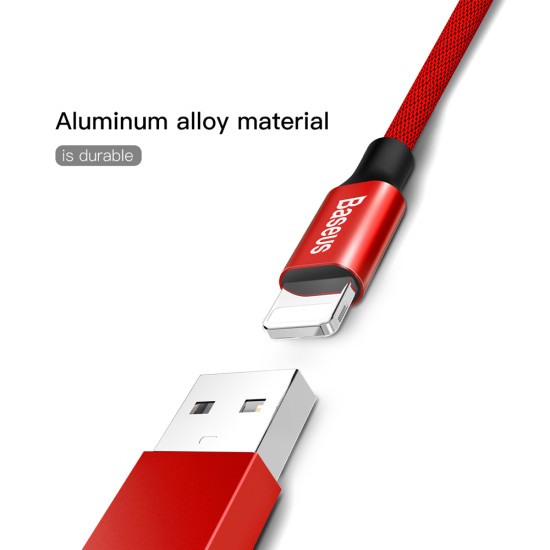 Baseus 1.8M Yiven 2A USB to Lightning cable - Sarkans - Apple iPhone / iPad lādēšanas un datu kabelis / vads