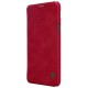 NILLKIN Qin Series Card Holder Leather Case priekš Samsung Galaxy A6 Plus (2018) A605 - Sarkans - sāniski atverams maciņš (ādas maks, grāmatiņa, leather book wallet case cover)