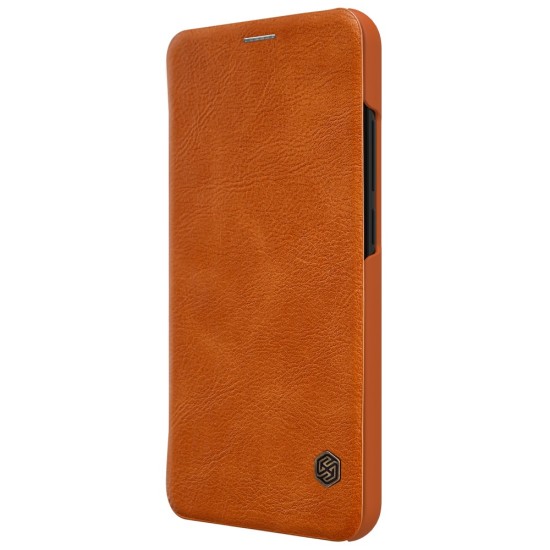 NILLKIN Qin Series Card Holder Leather Case priekš Huawei Honor 10 - Brūns - sāniski atverams maciņš (ādas maks, grāmatiņa, leather book wallet case cover)