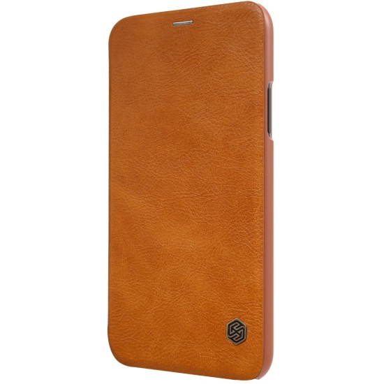 NILLKIN Qin Series Card Holder Leather Flip Case priekš Apple iPhone XR - Brūns - sāniski atverams maciņš (ādas maks, grāmatiņa, leather book wallet case cover)