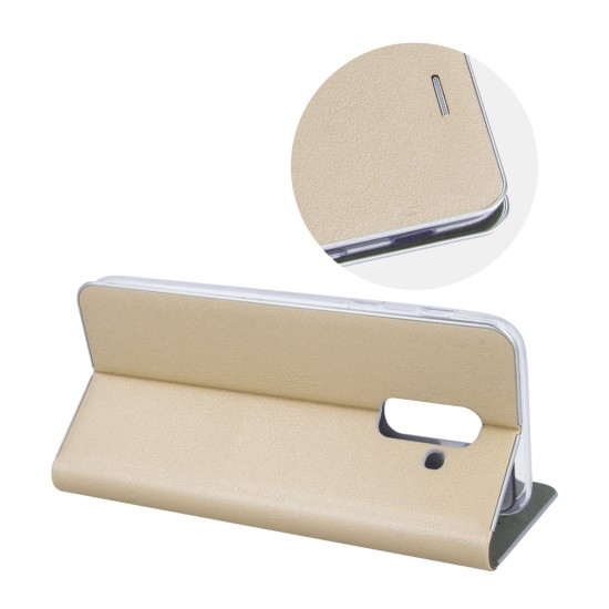 Smart Venus Book Case priekš LG Q7 Q610 - Zelts - sāniski atverams maciņš ar stendu (ādas maks, grāmatiņa, leather book wallet case cover stand)