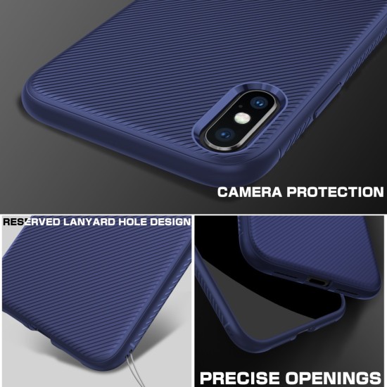 Twill Texture Silicone Mobile Phone Cover Shell priekš Apple iPhone XS Max - Tumši zils - triecienizturīgs silikona aizmugures apvalks (bampers, vāciņš, slim TPU silicone case shell cover, bumper)