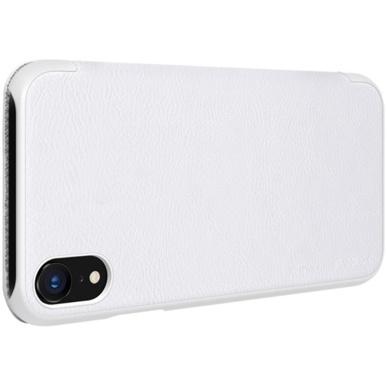 NILLKIN Qin Series Card Holder Leather Flip Case priekš Apple iPhone XR - Balts - sāniski atverams maciņš (ādas maks, grāmatiņa, leather book wallet case cover)