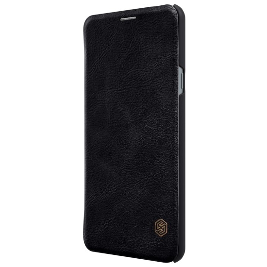 NILLKIN Qin Series Card Holder Leather Case priekš LG G7 ThinQ G710 - Melns - sāniski atverams maciņš (ādas maks, grāmatiņa, leather book wallet case cover)