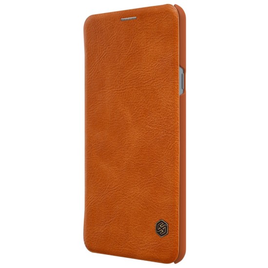 NILLKIN Qin Series Card Holder Leather Case priekš LG G7 ThinQ G710 - Brūns - sāniski atverams maciņš (ādas maks, grāmatiņa, leather book wallet case cover)