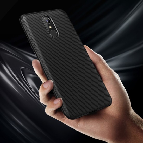 Twill Texture Silicone Mobile Phone Cover Shell priekš LG Q7 Q610 - Melns - triecienizturīgs silikona aizmugures apvalks (bampers, vāciņš, slim TPU silicone case shell cover, bumper)