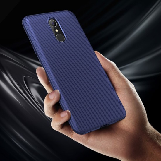 Twill Texture Silicone Mobile Phone Cover Shell priekš LG Q7 Q610 - Tumši Zils - triecienizturīgs silikona aizmugures apvalks (bampers, vāciņš, slim TPU silicone case shell cover, bumper)