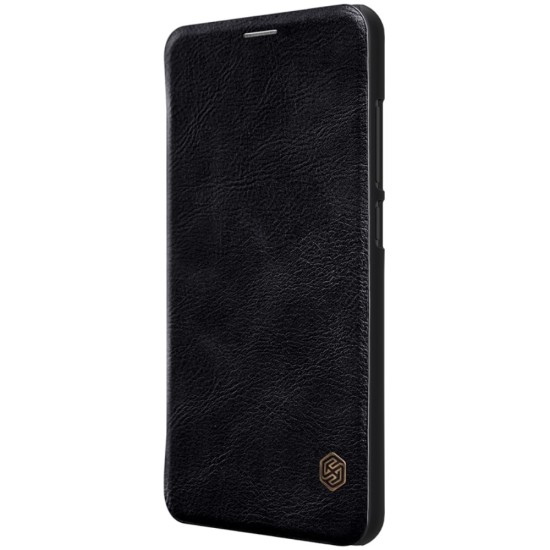 NILLKIN Qin Series Card Holder Leather Flip Case priekš Xiaomi Mi 8 - Melns - sāniski atverams maciņš (ādas maks, grāmatiņa, leather book wallet case cover)