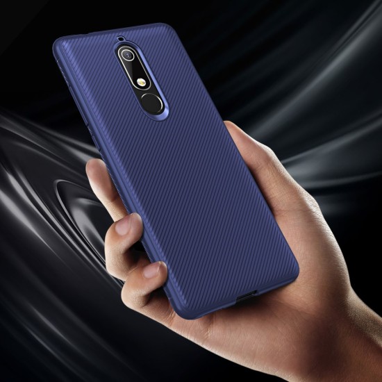Twill Texture Silicone Mobile Phone Cover Shell priekš Nokia 5.1 (2018) - Tumši zils - triecienizturīgs silikona aizmugures apvalks (bampers, vāciņš, slim TPU silicone case shell cover, bumper)