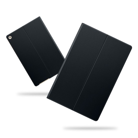 Sand-like Texture Folio Stand Leather Case for Huawei MediaPad M5 10.8-inch - Melns - sāniski atverams maciņš ar stendu (ādas maks, grāmatiņa, leather book wallet case cover stand)