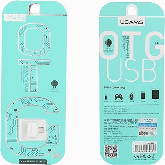 Usams OTG02 (US-SJ009) Adapter USB A 2.0 OTG Female to microUSB Male - Rozā Zelts - USB adapteris telefoniem vai planšetdatoriem ar Micro USB ieeju / konektoru