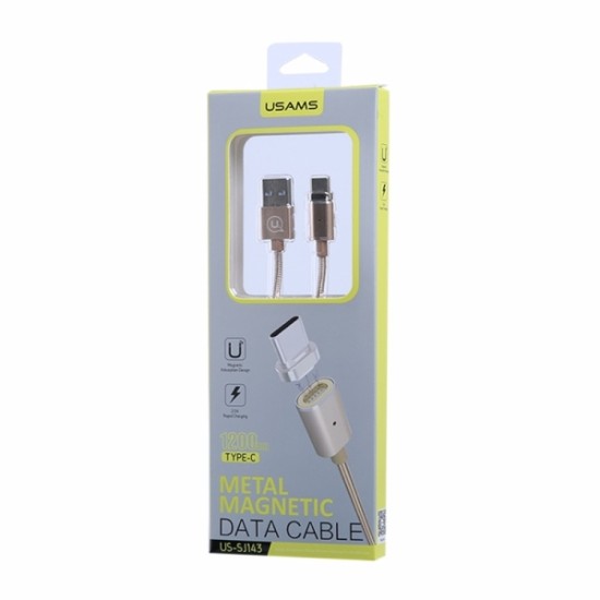 Usams 1.2M U-Link Braided Magnet US-SJ143 2A USB to Type-C cable - Zelts - USB-C magnētisks lādēšanas un datu kabelis / vads