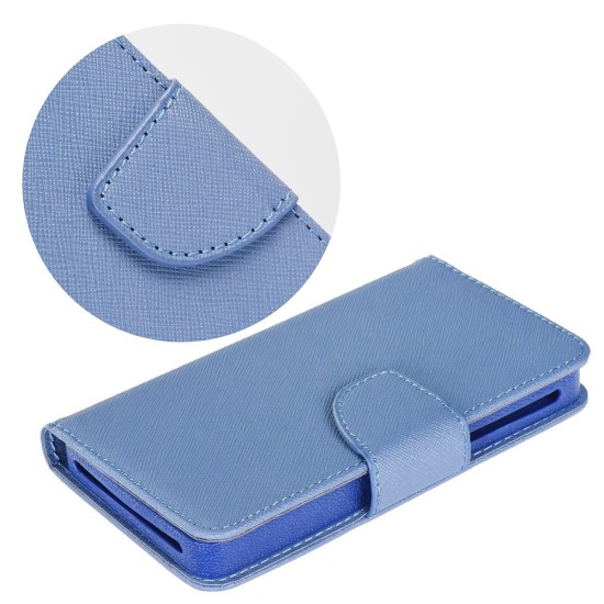 Leather Case Fancy Book Universal Silicone priekš telefoniem ar ekrānu izmēru 5.3 - 5.8 inch - Zils - universāls sāniski atverams maciņš ar stendu (ādas maks, grāmatiņa, leather book wallet case cover stand)