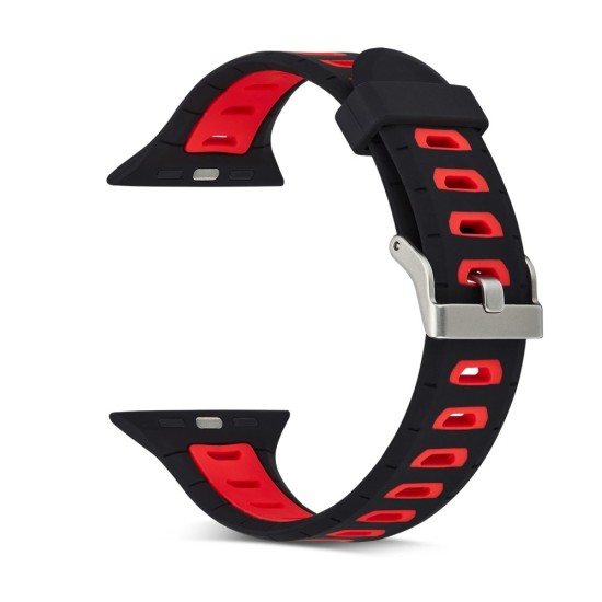 Dual Color Silicone Watch Band для Apple Watch 42 / 44 / 45 mm / Ultra 49 mm - Чёрный/Красный - силиконовый ремешок для часов