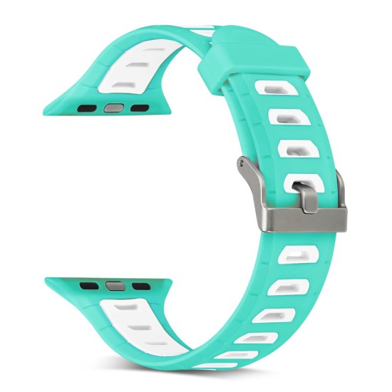 Dual Color Silicone Watch Band priekš Apple Watch 42 / 44 / 45 mm / Ultra 49 mm - Zaļš/Balts - silikona siksniņas (jostas) priekš pulksteņiem