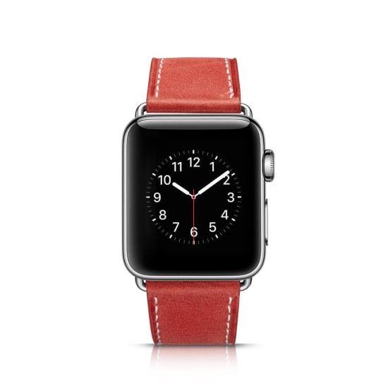 Top Layer Cowhide Leather Watch Band для Apple Watch 38 / 40 / 41 mm - Красный - ремешок для часов из натуральной кожи