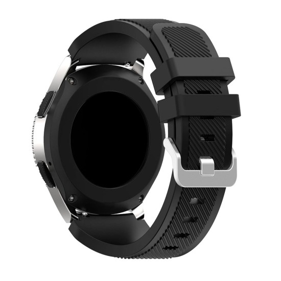 22mm Twill Texture Silicone Watchband Strap - Melns - silikona siksniņas (jostas) priekš pulksteņiem