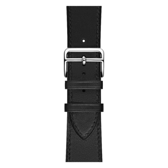 Genuine Leather Watch Wrist Bracelet priekš Apple Watch 42 / 44 / 45 mm / Ultra 49 mm - Melns - dabīgas ādas siksniņas (jostas) priekš pulksteņiem