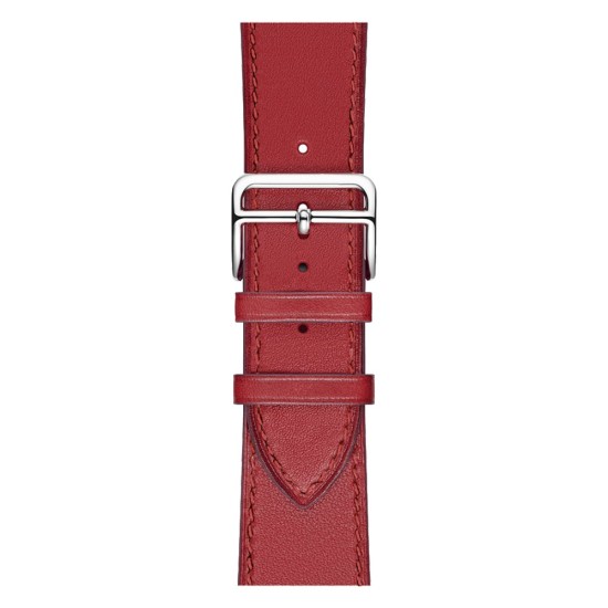 Genuine Leather Watch Wrist Bracelet priekš Apple Watch 42 / 44 / 45 mm / Ultra 49 mm - Sarkans - dabīgas ādas siksniņas (jostas) priekš pulksteņiem