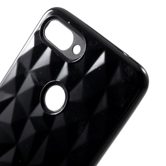 3D Diamond Back Case priekš Xiaomi Mi 8 Lite - Melns - silikona aizmugures apvalks (bampers, vāciņš, ultra slim TPU silicone case cover, bumper)