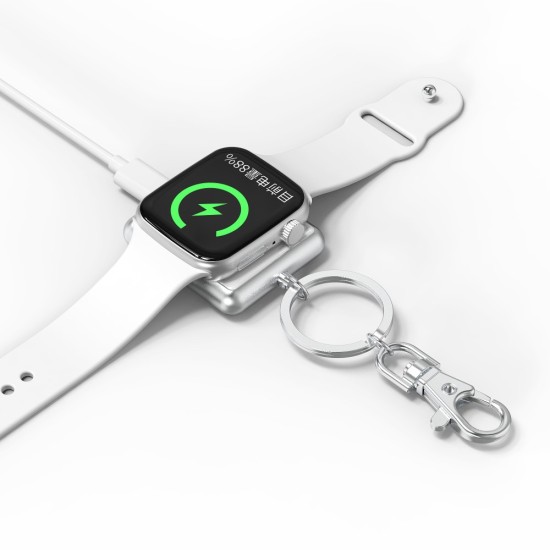Xuenair Mini Portable Keychain Qi Wireless FOD Charger priekš Apple Watch - Balts - Universāls induktīvs bezvadu USB lādētājs paliktnis
