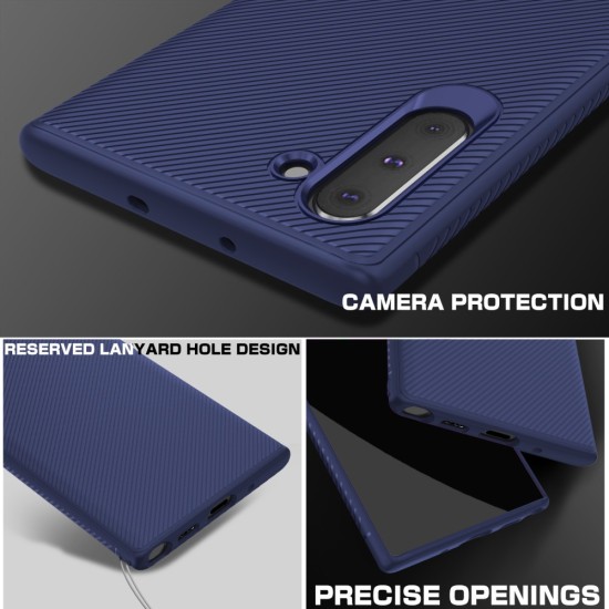 Twill Texture Silicone Mobile Phone Cover Shell priekš Samsung Galaxy Note 10 N970 - Tumši Zils - triecienizturīgs silikona aizmugures apvalks (bampers, vāciņš, slim TPU silicone case shell cover, bumper)