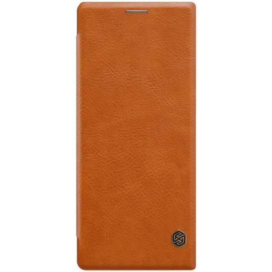 NILLKIN Qin Series Card Holder Leather Case priekš Sony Xperia 1 J9110 - Brūns - sāniski atverams maciņš (ādas maks, grāmatiņa, leather book wallet case cover)