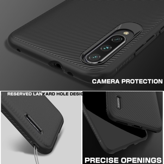 Twill Texture Silicone Mobile Phone Cover Shell priekš Xiaomi Mi A3 - Melns - triecienizturīgs silikona aizmugures apvalks (bampers, vāciņš, slim TPU silicone case shell cover, bumper)