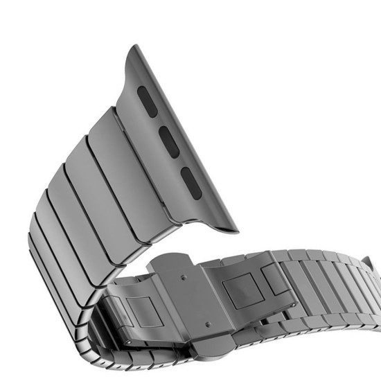 Stainless Steel Link Chain Watch Strap with Butterfly Buckle priekš Apple Watch 38 / 40 / 41 mm - Melns - siksniņas (jostas) viedpulksteņiem no nerūsējoša tērauda