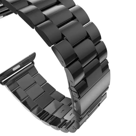 Luxury Three Beads Stainless Steel Watch Strap priekš Apple Watch 38 / 40 / 41 mm - Melns - siksniņas (jostas) viedpulksteņiem no nerūsējoša tērauda