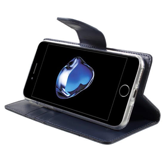 Mercury Bravo Flip Case priekš Apple iPhone XS Max - Zils - sāniski atverams maciņš ar stendu (ādas grāmatveida maks, leather book wallet cover stand)