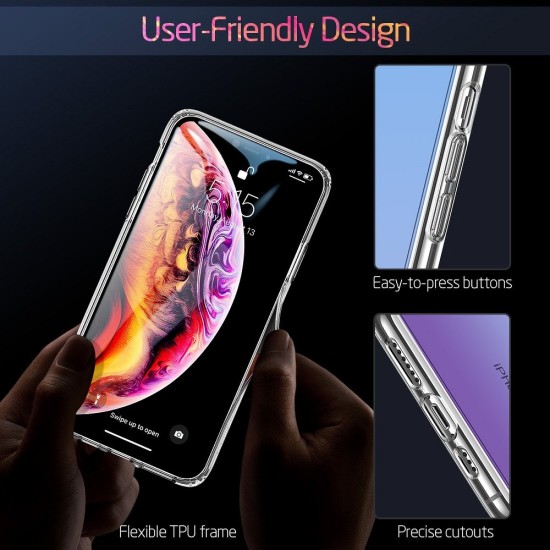 ESR Ice Shield Glass Back Case priekš Apple iPhone 11 Pro - Zils / Violets - silikona un stikla aizmugures apvalks / bampers-vāciņš
