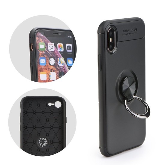 Forcell Ring Case priekš Apple iPhone 11 Pro - Melns - silikona aizmugures apvalks ar gredzenu
