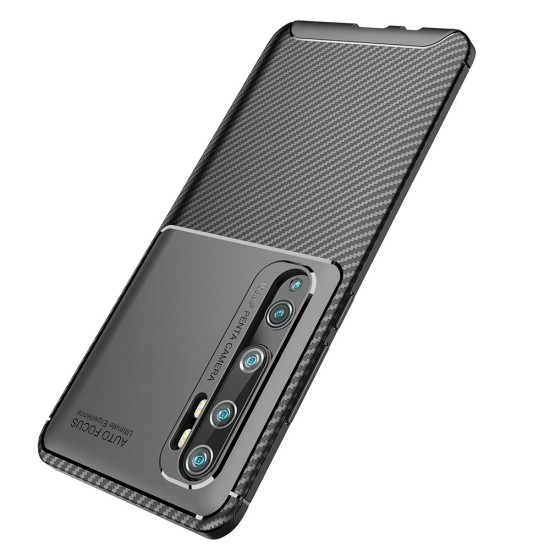 Beetle Series Carbon Fiber TPU Protection Phone Cover priekš Xiaomi Mi Note 10 / Note 10 Pro - Melns - triecienizturīgs silikona aizmugures apvalks (bampers, vāciņš, slim TPU silicone case shell cover, bumper)