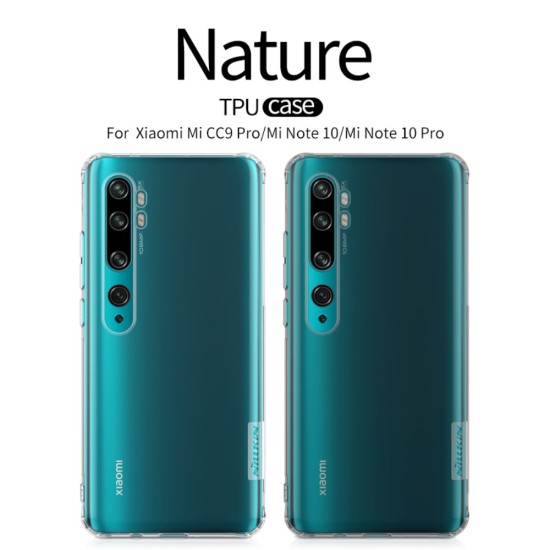 NILLKIN Nature 0.6mm Soft TPU Phone Case priekš Xiaomi Mi Note 10 / Note 10 Pro - Caurspīdīgs - silikona aizmugures apvalks (bampers, vāciņš, slim TPU silicone case shell cover, bumper)