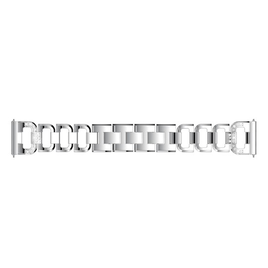 20mm D-shape Rhinestone Decor Alloy Watch Bracelet - Sudrabains - siksniņas (jostas) viedpulksteņiem no nerūsējoša tērauda