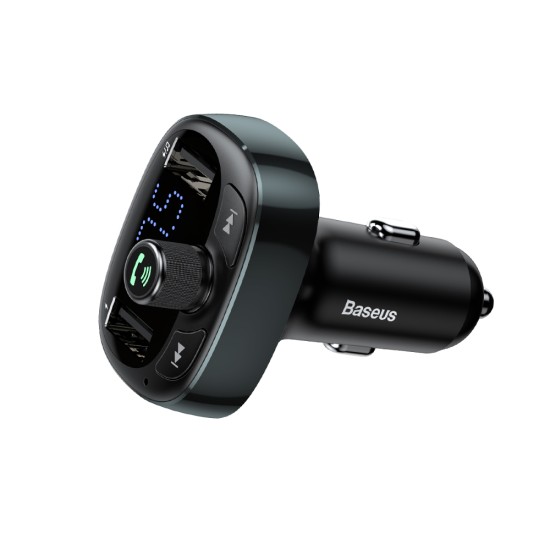 Baseus S-09 Car Kit HandsFree FM Transmitter ar Bluetooth V4.2 EDR 12/24V 2xUSB 3.4A - Melns - USB FM Transmiteris un auto lādētājs, MP3 Audio atskaņotājs, automašinas bezvadu brīvroku sistēma