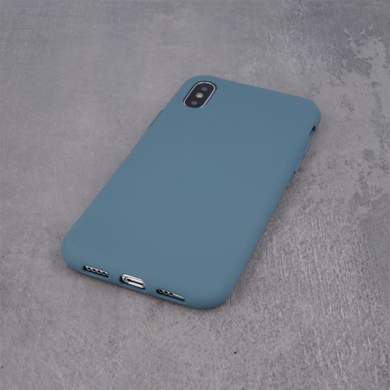 OEM Silicone Back Case (Microfiber Soft Touch) priekš Apple iPhone 11 Pro Max - Pelēks Zils - matēts silikona aizmugures apvalks