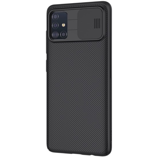 Nillkin CamShield Slide Camera Back Hard Case Cover priekš Samsung Galaxy A51 A515 - Melns - plastikas aizmugures apvalks / bampers ar kameras aizsargmehānismu