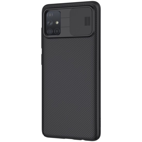 Nillkin CamShield Slide Camera Back Hard Case Cover priekš Samsung Galaxy A71 A715 - Melns - plastikas aizmugures apvalks / bampers ar kameras aizsargmehānismu