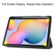 Tri-fold Stand PU Smart Auto Wake/Sleep Leather Case priekš Samsung Galaxy Tab S6 Lite P610 / P613 / P615 / P619 - Melns - sāniski atverams maciņš ar stendu