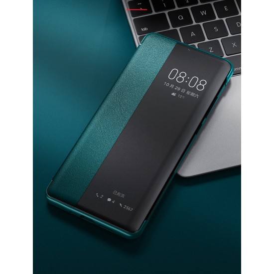Smart View Window Touch Slide Wake / Sleep PU Leather Book Case priekš Huawei P30 - Oranžs - sāniski atverams mākslīgas ādas maciņš ar lodziņu