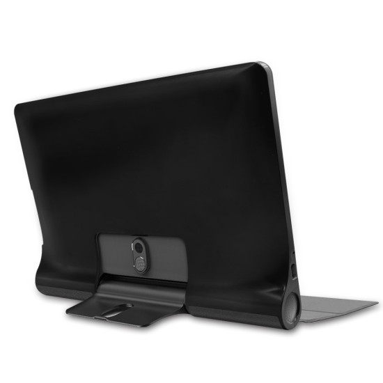 PU Leather Stand Case priekš Lenovo Yoga Smart Tab 10.1 X705 - Melns - sāniski atverams mākslīgas ādas maciņš ar stendu