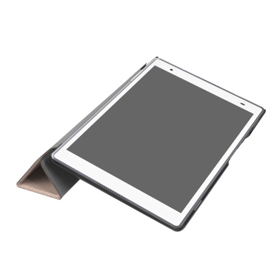 Tri-fold Stand PU Smart Auto Wake/Sleep Leather Case priekš Lenovo Tab 4 8.0 TB-8504 - Rozā Zelts - sāniski atverams maciņš ar stendu