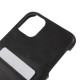 Double Card Slots PU Leather Coated PC Back Case priekš Apple iPhone 11 Pro Max - Melns - mākslīgās ādas aizmugures maciņš ar divām kabatiņām priekš kartēm