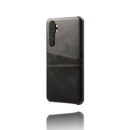 Double Card Slots PU Leather Coated PC Back Case для Xiaomi Mi Note 10 Lite - Чёрный - чехол-накладка из искусственной кожи с двумя кармашками для карт