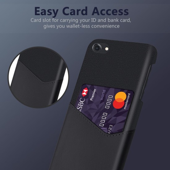 KSQ PC / PU / Cloth Hybrid Back Cover with Card Slot для Apple iPhone 7 / 8 / SE2 (2020) / SE3 (2022) - Чёрный - чехол-накладка из искусственной кожи и пластика с кармашком для карт
